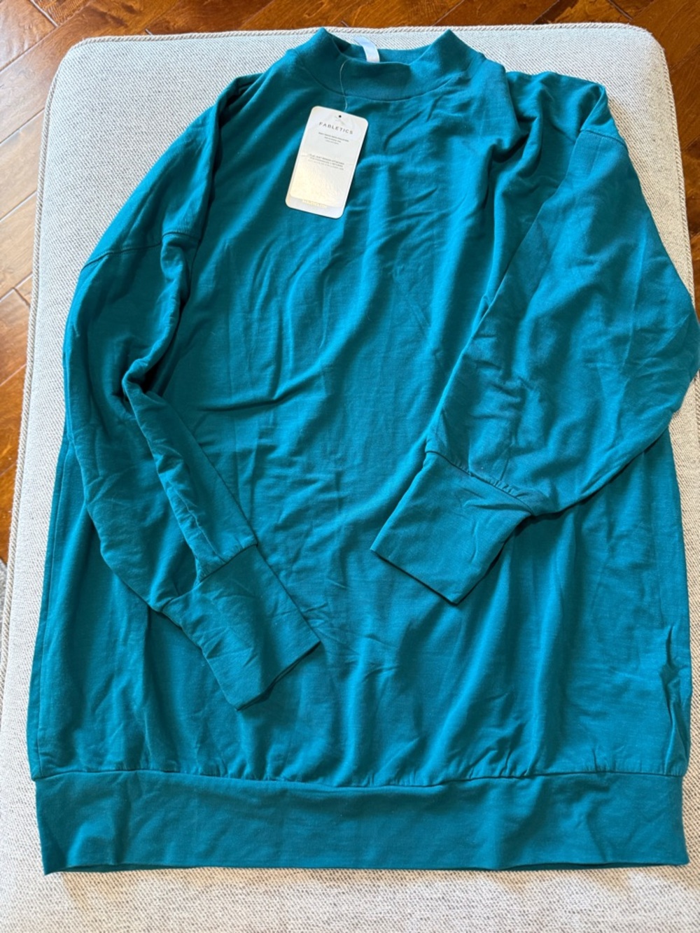 Fabletics Teal Oversized Mockneck Sweatshirt